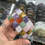 Natural 10x10mm square Shape Faceted Stone Orange Garnet Citrine Agate Amethyst Bracelets Bangles Energy for Women Wholesale