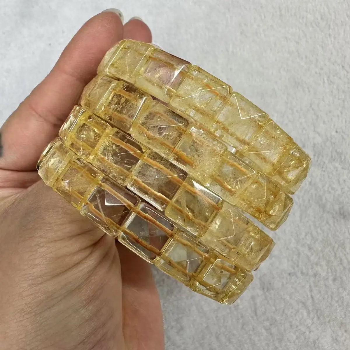 Natural 10x10mm square Shape Faceted Stone Orange Garnet Citrine Agate Amethyst Bracelets Bangles Energy for Women Wholesale