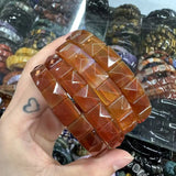 Natural 10x10mm square Shape Faceted Stone Orange Garnet Citrine Agate Amethyst Bracelets Bangles Energy for Women Wholesale