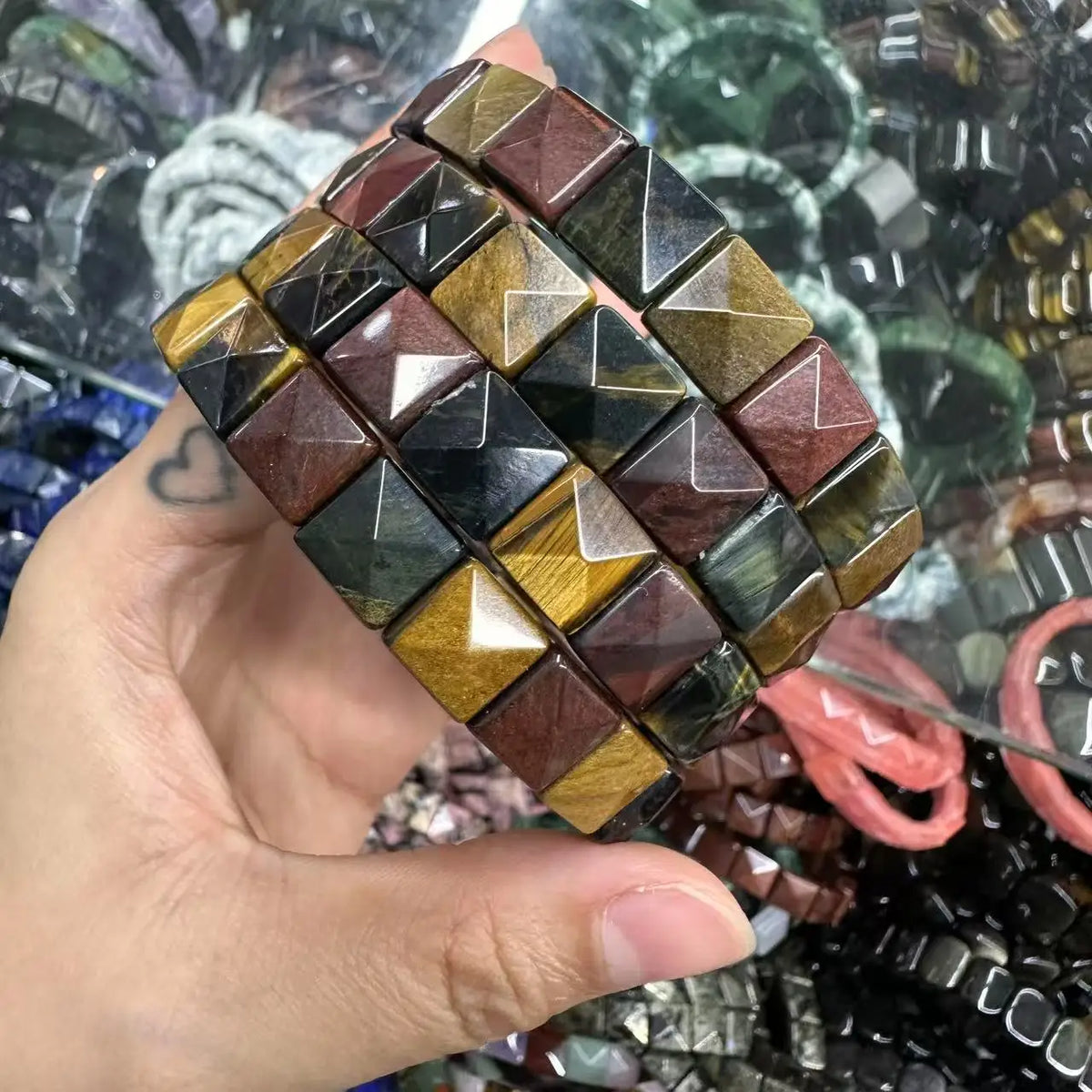 Natural 10x10mm square Shape Faceted Stone Orange Garnet Citrine Agate Amethyst Bracelets Bangles Energy for Women Wholesale