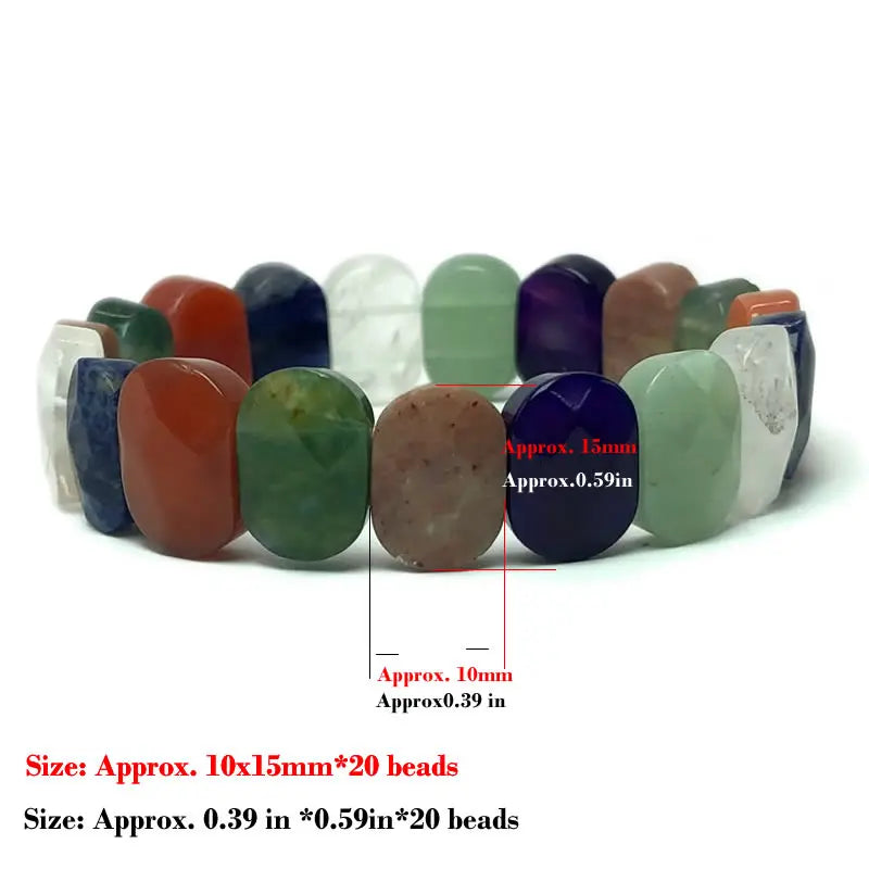 Natural 10x14mm Oval Shape Faceted Beads Elastic Cord Stone Crystal Opal Obsidian Amethyst Bracelets Bangles Femme for Women