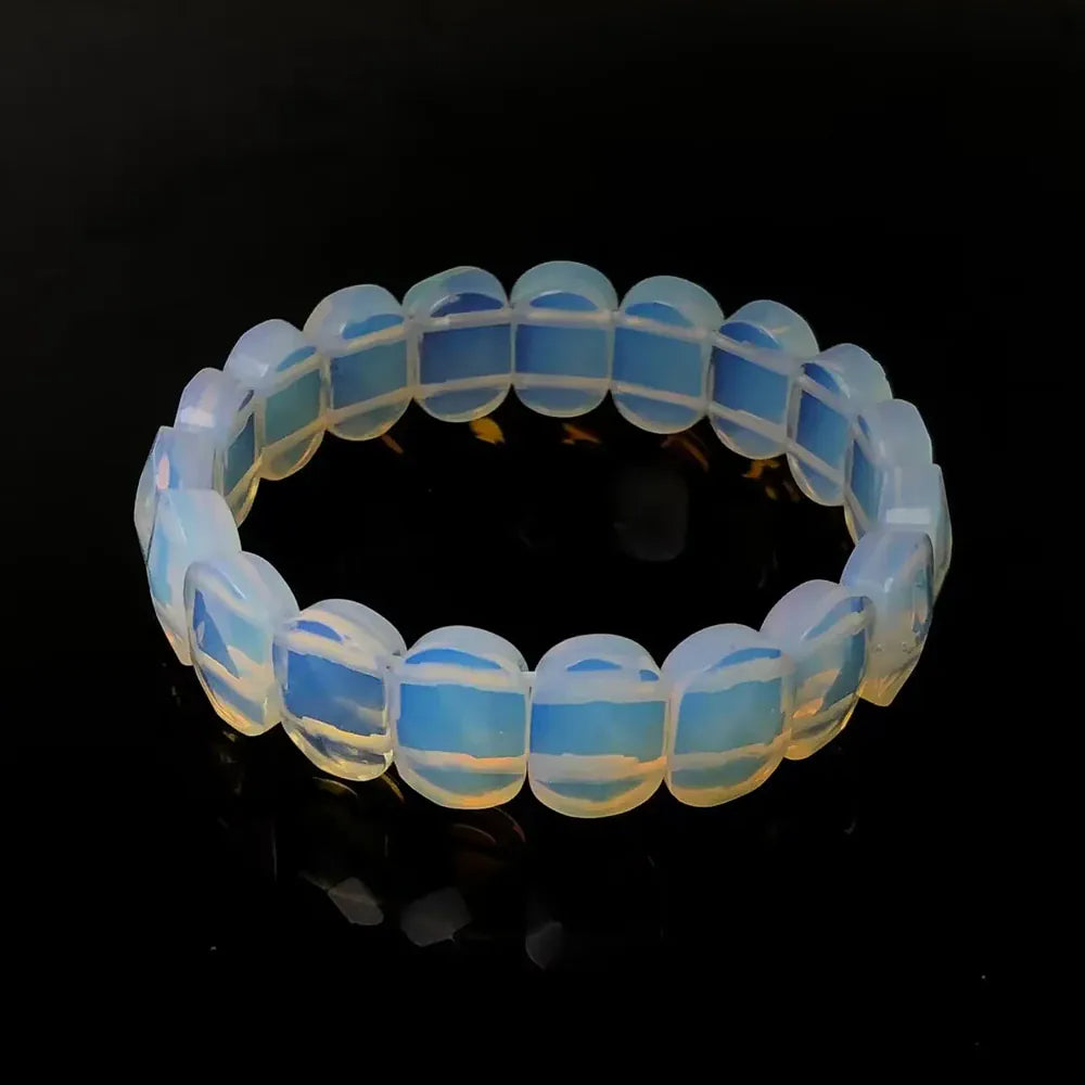 Natural 10x14mm Oval Shape Faceted Beads Elastic Cord Stone Crystal Opal Obsidian Amethyst Bracelets Bangles Femme for Women