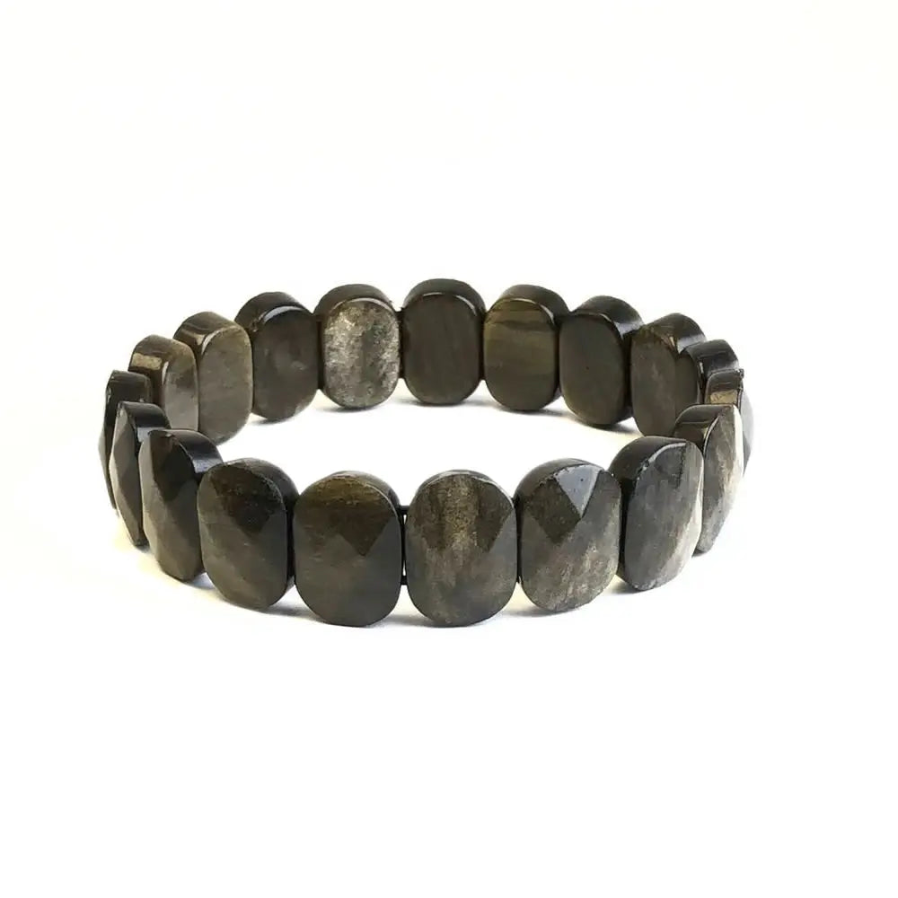 Natural 10x14mm Oval Shape Faceted Beads Elastic Cord Stone Crystal Opal Obsidian Amethyst Bracelets Bangles Femme for Women