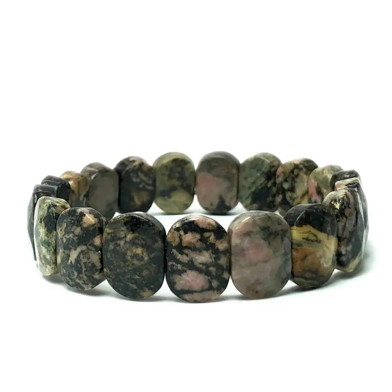 Natural 10x14mm Oval Shape Faceted Beads Elastic Cord Stone Crystal Opal Obsidian Amethyst Bracelets Bangles Femme for Women