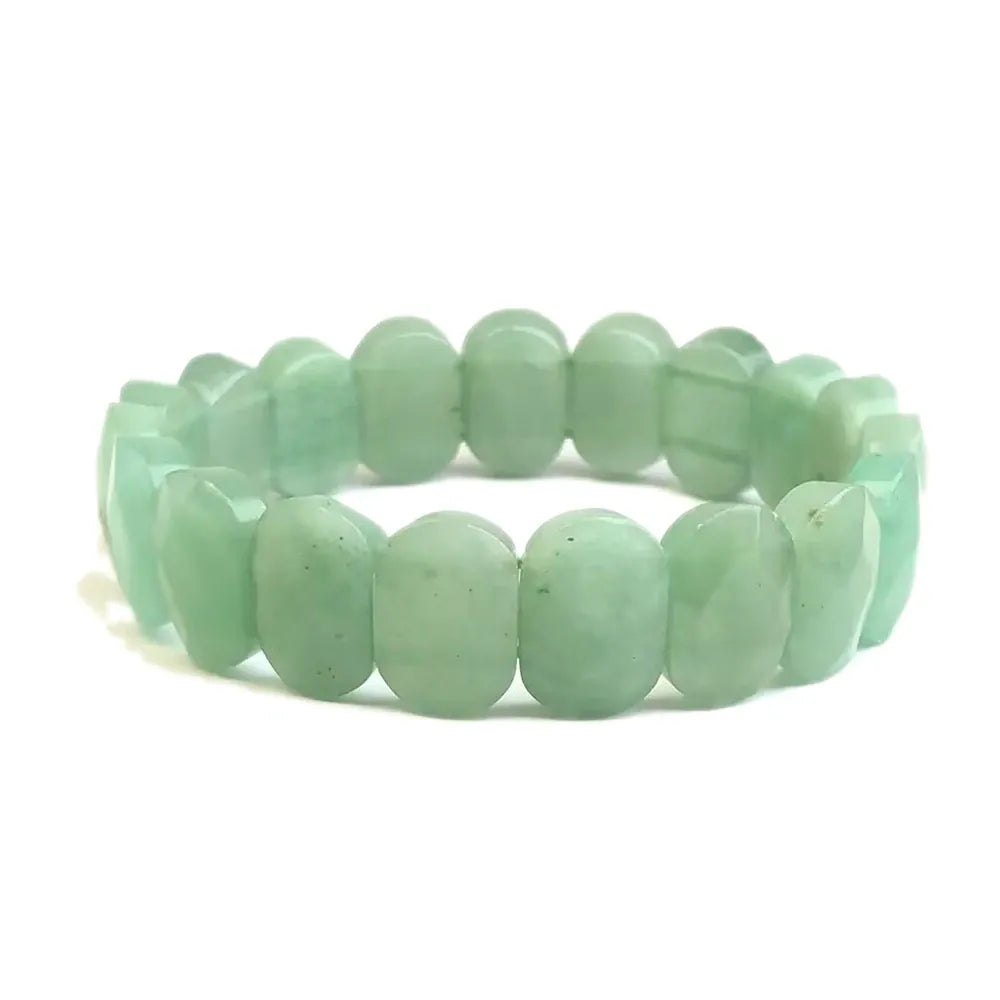 Natural 10x14mm Oval Shape Faceted Beads Elastic Cord Stone Crystal Opal Obsidian Amethyst Bracelets Bangles Femme for Women