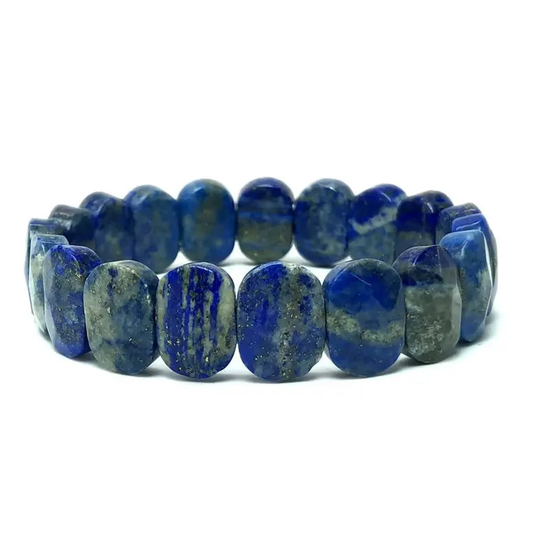 Natural 10x14mm Oval Shape Faceted Beads Elastic Cord Stone Crystal Opal Obsidian Amethyst Bracelets Bangles Femme for Women