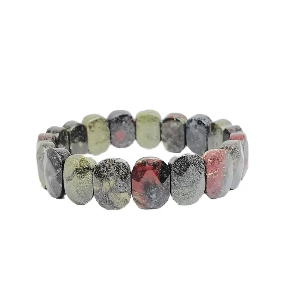 Natural 10x14mm Oval Shape Faceted Beads Elastic Cord Stone Crystal Opal Obsidian Amethyst Bracelets Bangles Femme for Women