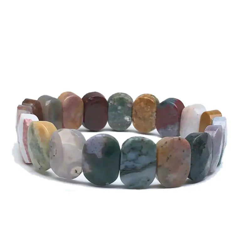 Natural 10x14mm Oval Shape Faceted Beads Elastic Cord Stone Crystal Opal Obsidian Amethyst Bracelets Bangles Femme for Women