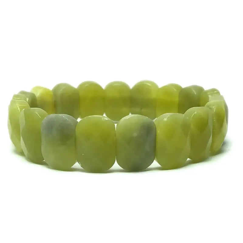 Natural 10x14mm Oval Shape Faceted Beads Elastic Cord Stone Crystal Opal Obsidian Amethyst Bracelets Bangles Femme for Women