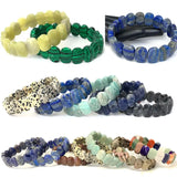 Natural 10x15mm Faceted Flashing Stone Beads Bracelets Handmade Reiki Healing Meditation Bangles Elastic Rope Couple Jewelry