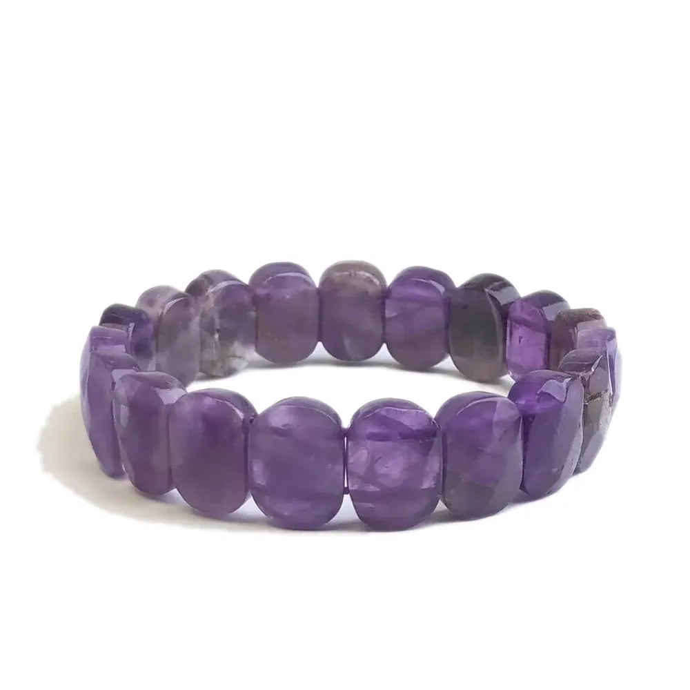 Natural 10x15mm Faceted Flashing Stone Beads Bracelets Handmade Reiki Healing Meditation Bangles Elastic Rope Couple Jewelry