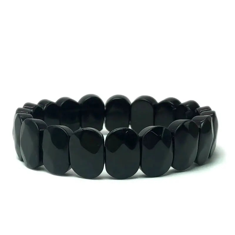 Natural 10x15mm Faceted Flashing Stone Beads Bracelets Handmade Reiki Healing Meditation Bangles Elastic Rope Couple Jewelry