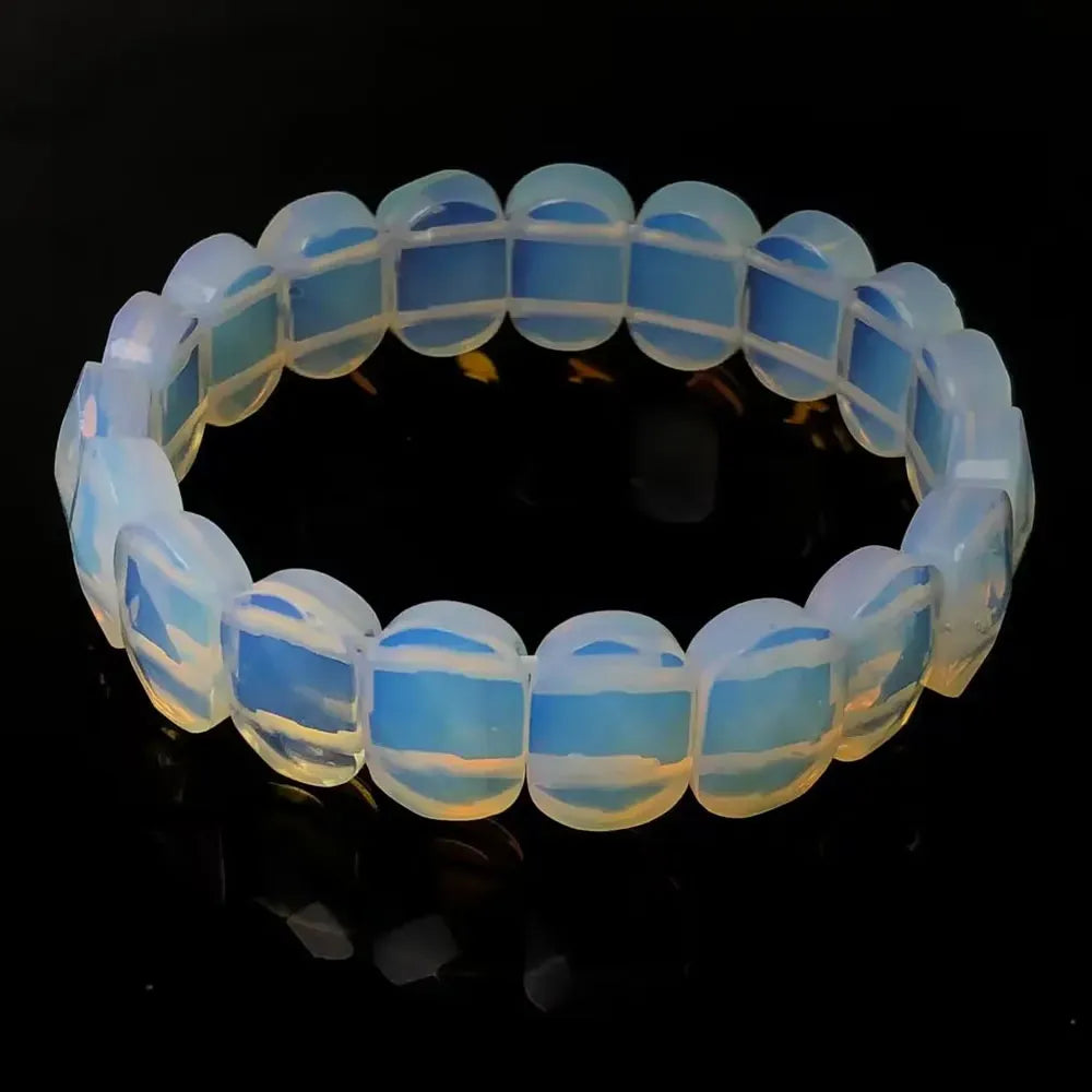 Natural 10x15mm Faceted Flashing Stone Beads Bracelets Handmade Reiki Healing Meditation Bangles Elastic Rope Couple Jewelry