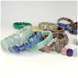 Natural 10x15mm Faceted Flashing Stone Beads Bracelets Handmade Reiki Healing Meditation Bangles Elastic Rope Couple Jewelry