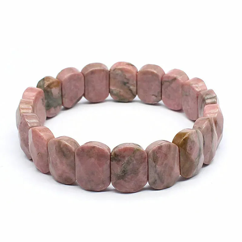Natural 10x15mm Faceted Flashing Stone Beads Bracelets Handmade Reiki Healing Meditation Bangles Elastic Rope Couple Jewelry