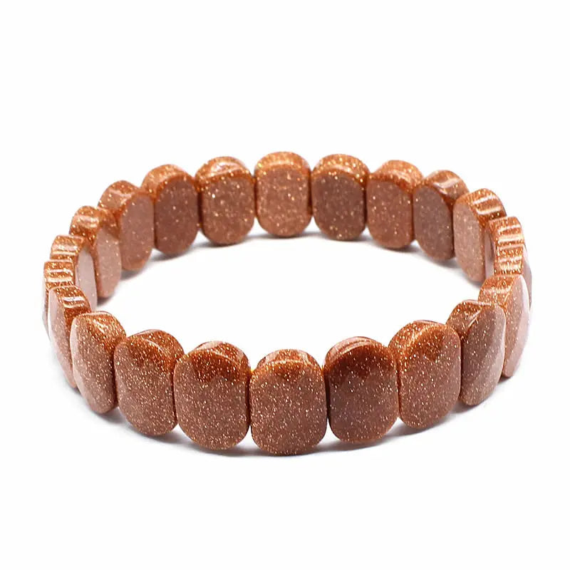 Natural 10x15mm Faceted Flashing Stone Beads Bracelets Handmade Reiki Healing Meditation Bangles Elastic Rope Couple Jewelry