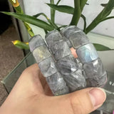 Natural 12x15mm Faceted Stone Unique Crystal Citrine Agate Amethyst Pyrite Fashion Elastic Handcrafted Bracelets Energy Bangles
