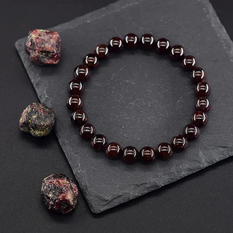 Natural 5A Garnet Stone Femme Wine Red Bead Bracelet Men Bangle Women Jewelry Lucky Energy Healing Bracelet Valentine's Day Gift