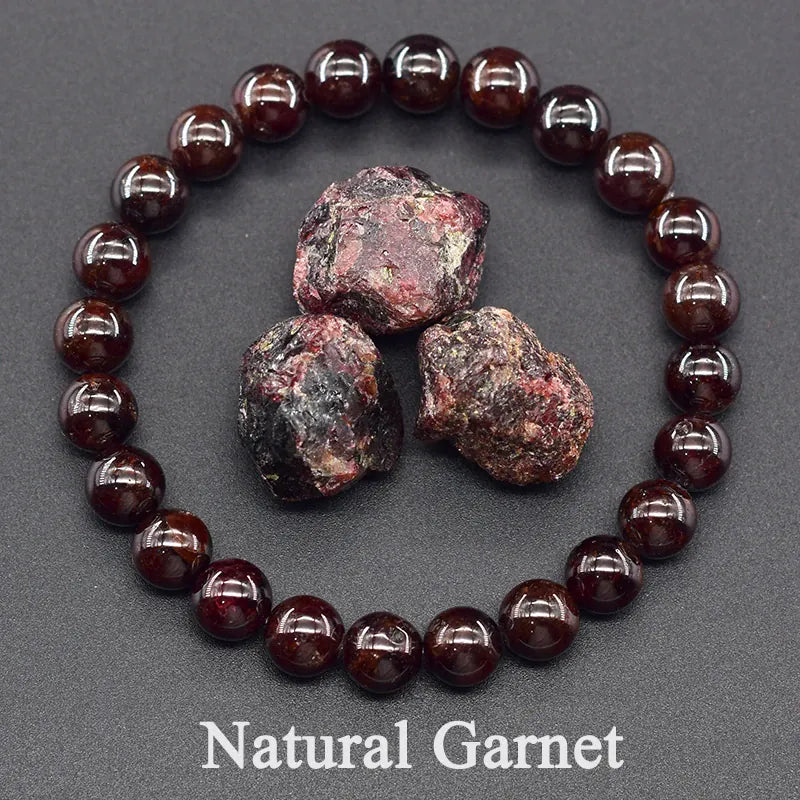 Natural 5A Garnet Stone Femme Wine Red Bead Bracelet Men Bangle Women Jewelry Lucky Energy Healing Bracelet Valentine's Day Gift