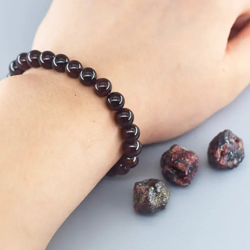 Natural 5A Garnet Stone Femme Wine Red Bead Bracelet Men Bangle Women Jewelry Lucky Energy Healing Bracelet Valentine's Day Gift