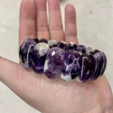 Natural Amethyst Gemstone Bracelet Natural Energy Stone Bangle Gemstone Jewelry for Woman Birthstone for Aquarius for Gift