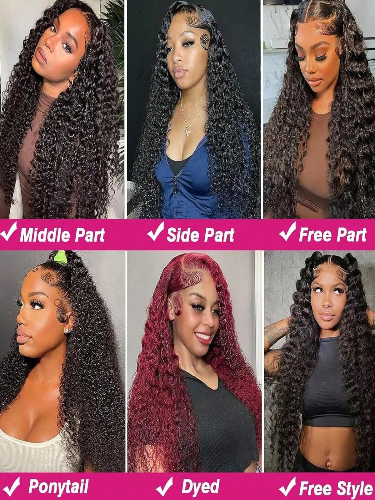 Natural Black Water Deep Wave Human Hair Wig, 13x4 or 13x6 HD Transparent Lace Front, 200% Density, Pre-Plucked & Glueless