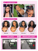 Natural Black Water Deep Wave Human Hair Wig, 13x4 or 13x6 HD Transparent Lace Front, 200% Density, Pre-Plucked & Glueless