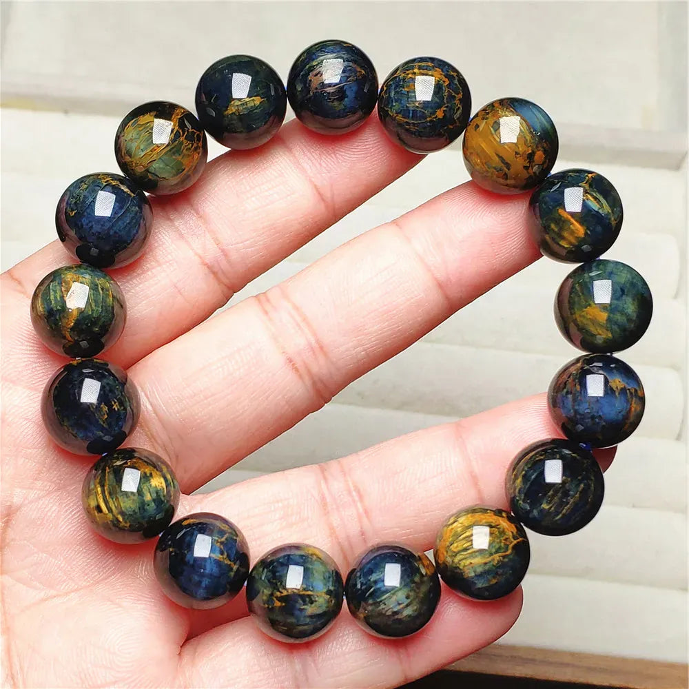Natural Blue Pietersite Round Beads Bracelet Jewelry 12.5mm Fire Pietersite Namibia Fire Pietersite Rare Stone Beads AAAAAA