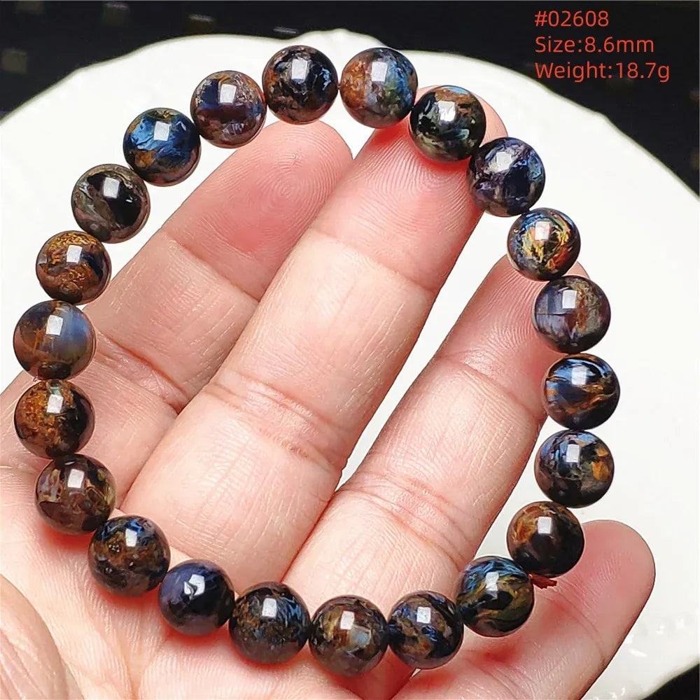 Natural Blue Pietersite Round Beads Bracelet Jewelry 12.5mm Fire Pietersite Namibia Fire Pietersite Rare Stone Beads AAAAAA