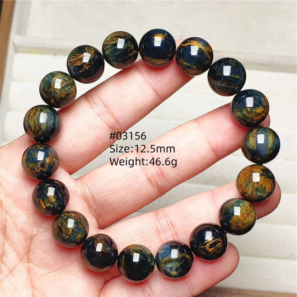 Natural Blue Pietersite Round Beads Bracelet Jewelry 12.5mm Fire Pietersite Namibia Fire Pietersite Rare Stone Beads AAAAAA