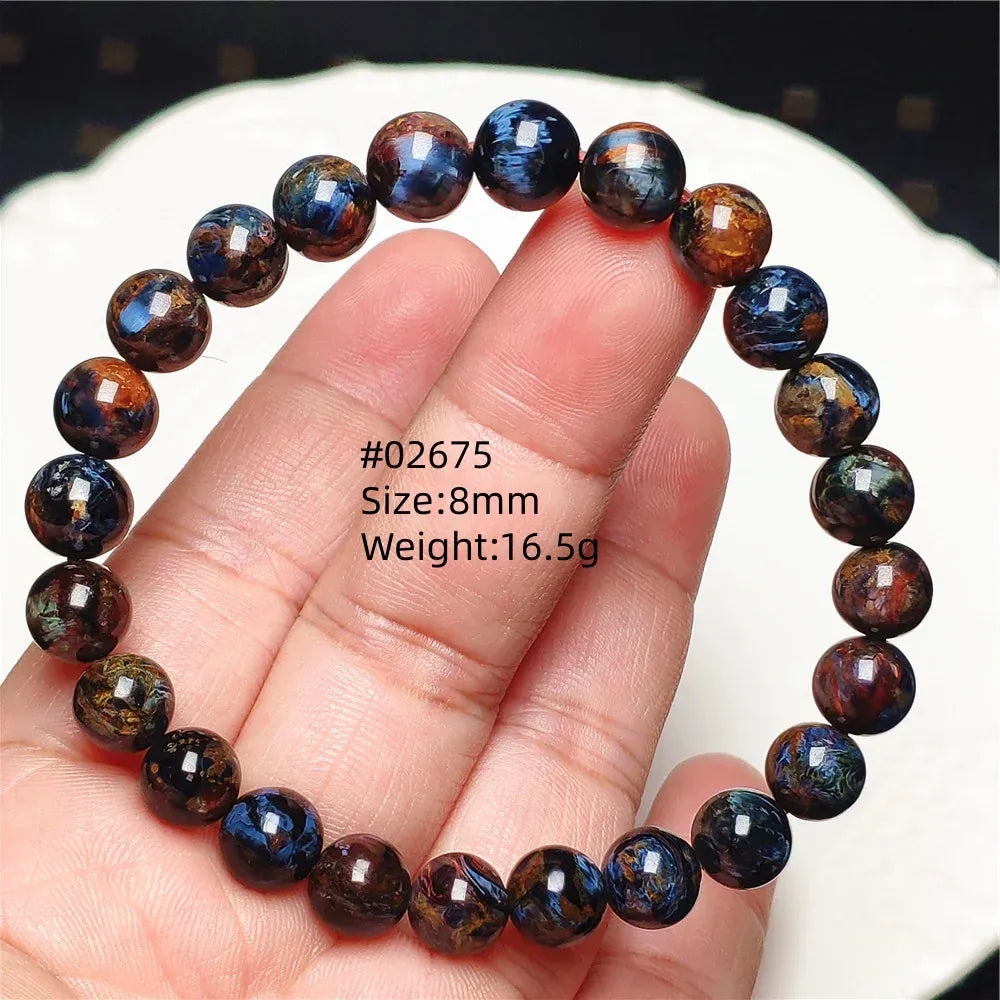 Natural Blue Pietersite Round Beads Bracelet Jewelry 12.5mm Fire Pietersite Namibia Fire Pietersite Rare Stone Beads AAAAAA