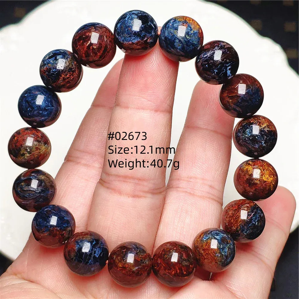 Natural Blue Pietersite Round Beads Bracelet Jewelry 12.5mm Fire Pietersite Namibia Fire Pietersite Rare Stone Beads AAAAAA
