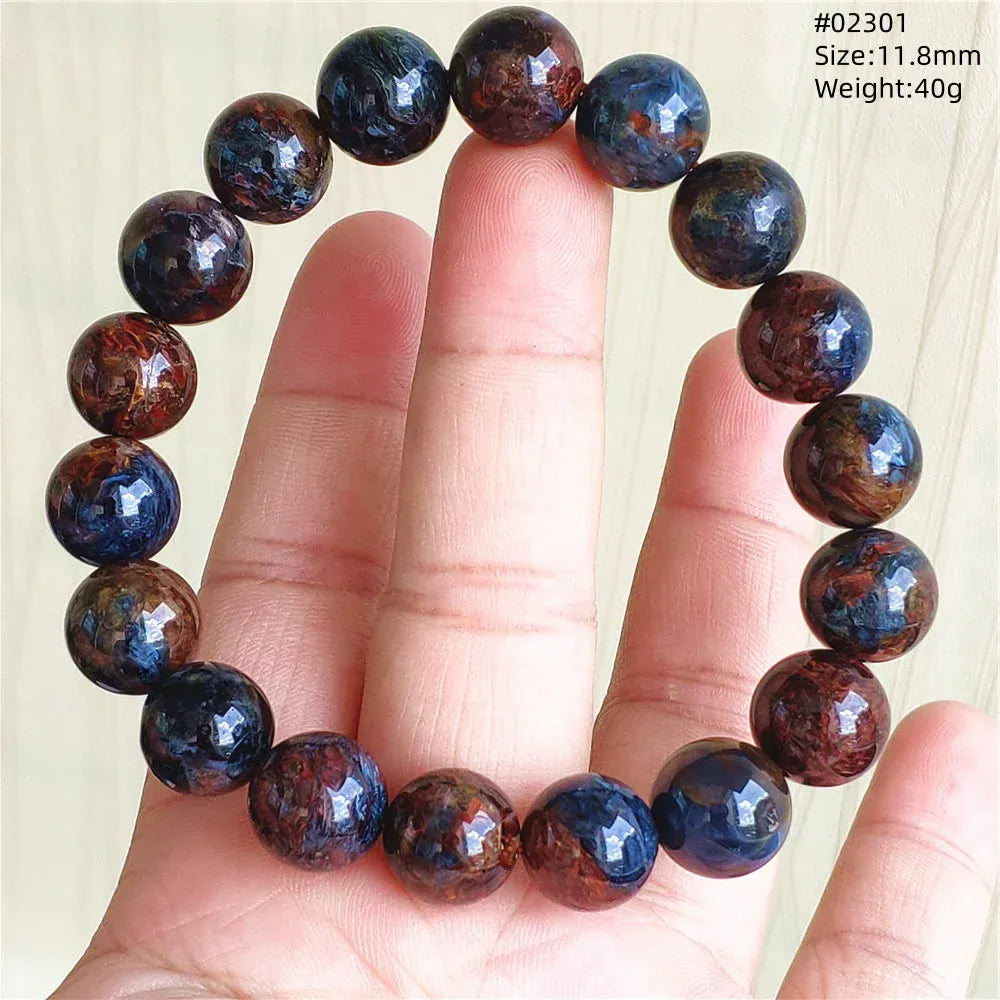 Natural Blue Pietersite Round Beads Bracelet Jewelry 12.5mm Fire Pietersite Namibia Fire Pietersite Rare Stone Beads AAAAAA