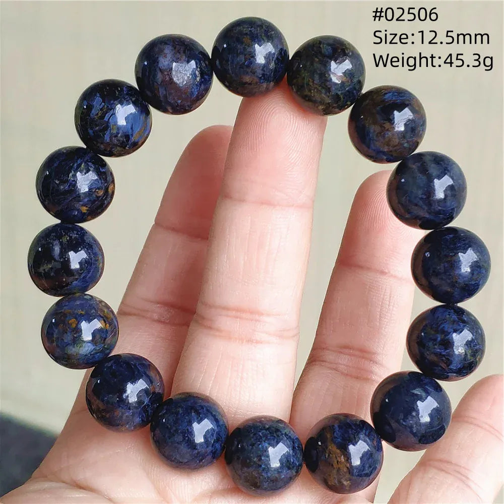 Natural Blue Pietersite Round Beads Bracelet Jewelry 12.5mm Fire Pietersite Namibia Fire Pietersite Rare Stone Beads AAAAAA