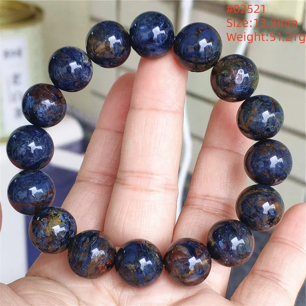 Natural Blue Pietersite Round Beads Bracelet Jewelry 12.5mm Fire Pietersite Namibia Fire Pietersite Rare Stone Beads AAAAAA