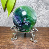 Natural Blue Snowflake Feather Fluorite Spheres Stone Healing Crystal Reiki Energy Home Scene Decorations Gifts+Stand