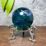Natural Blue Snowflake Feather Fluorite Spheres Stone Healing Crystal Reiki Energy Home Scene Decorations Gifts+Stand