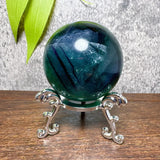 Natural Blue Snowflake Feather Fluorite Spheres Stone Healing Crystal Reiki Energy Home Scene Decorations Gifts+Stand