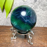 Natural Blue Snowflake Feather Fluorite Spheres Stone Healing Crystal Reiki Energy Home Scene Decorations Gifts+Stand