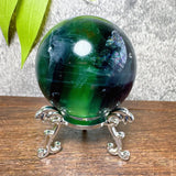 Natural Blue Snowflake Feather Fluorite Spheres Stone Healing Crystal Reiki Energy Home Scene Decorations Gifts+Stand