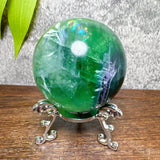 Natural Blue Snowflake Feather Fluorite Spheres Stone Healing Crystal Reiki Energy Home Scene Decorations Gifts+Stand