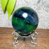 Natural Blue Snowflake Feather Fluorite Spheres Stone Healing Crystal Reiki Energy Home Scene Decorations Gifts+Stand