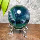 Natural Blue Snowflake Feather Fluorite Spheres Stone Healing Crystal Reiki Energy Home Scene Decorations Gifts+Stand