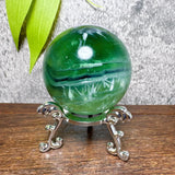 Natural Blue Snowflake Feather Fluorite Spheres Stone Healing Crystal Reiki Energy Home Scene Decorations Gifts+Stand