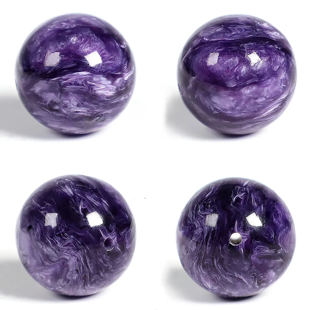 Natural Charoite Loose Beads Crystal Bracelet Quartz Round Loose Bead Exquisite Ladies Healing Stone Bracelet Jewelry Accessory