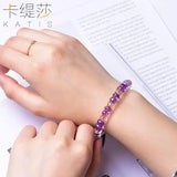 Natural Citrine Amethyst Bracelet Boutique Emethyst Stone Cut Face Hand String Wheel Disc Beaded Accompanying Jewelry Ins Gifts
