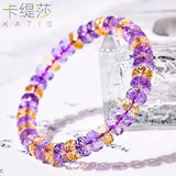 Natural Citrine Amethyst Bracelet Boutique Emethyst Stone Cut Face Hand String Wheel Disc Beaded Accompanying Jewelry Ins Gifts