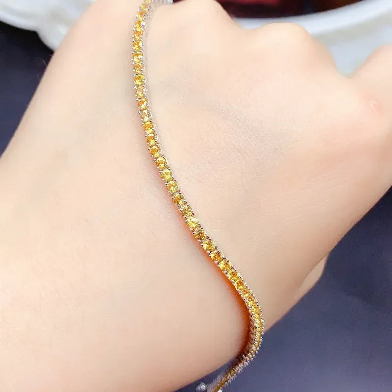 Natural  Citrine Tennis Bracelet Energy Healing Fine Jewelry Stone Gemstone Classic Style Cure Weddings Jewelry for Women