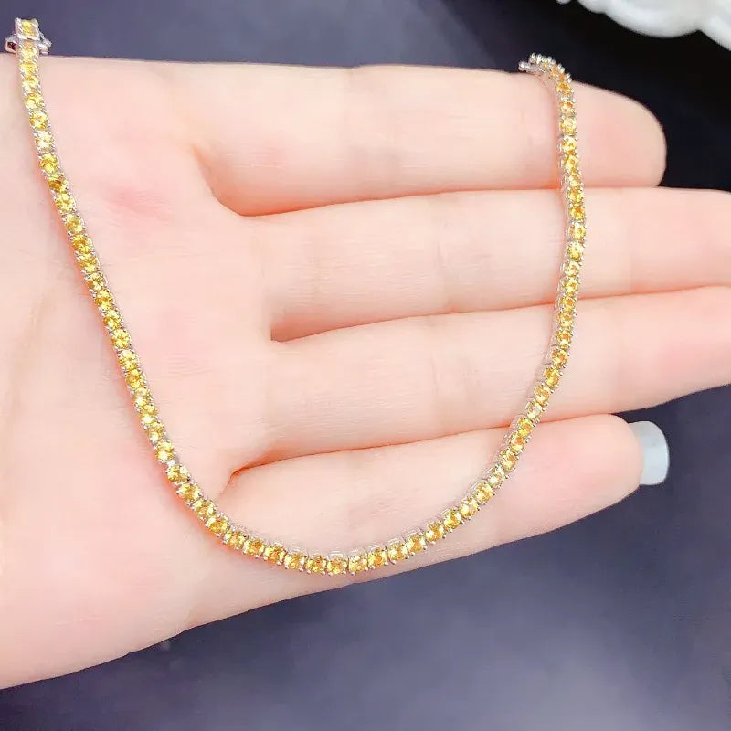 Natural  Citrine Tennis Bracelet Energy Healing Fine Jewelry Stone Gemstone Classic Style Cure Weddings Jewelry for Women