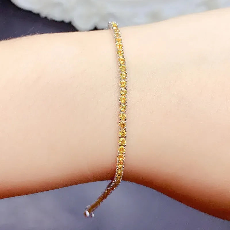 Natural  Citrine Tennis Bracelet Energy Healing Fine Jewelry Stone Gemstone Classic Style Cure Weddings Jewelry for Women